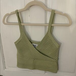 Princess Polly Olive Ribbed Crop Top